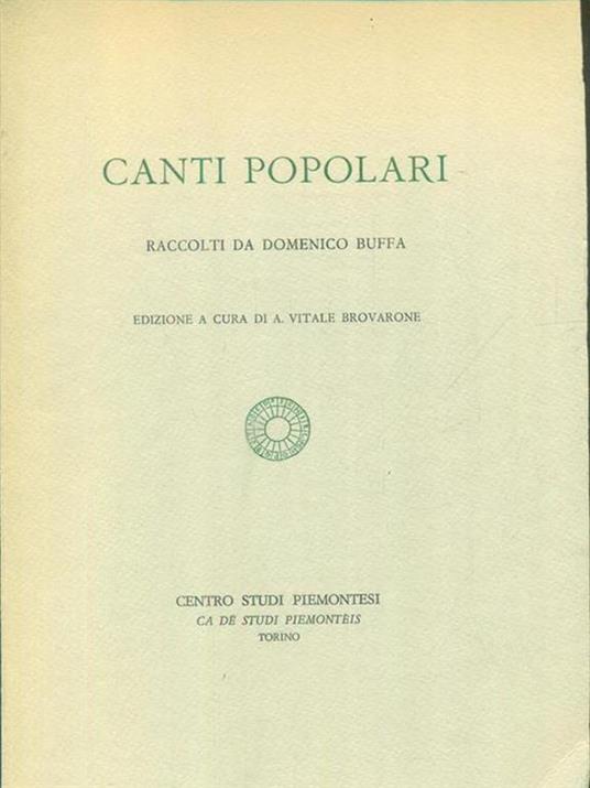 Canti popolari - Domenico Buffa - copertina
