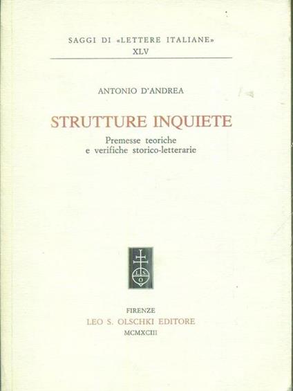 Strrutture inquiete - Antonio D'Andrea - copertina
