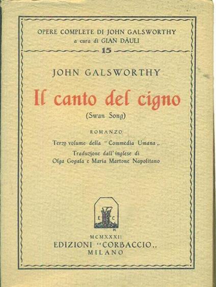 Il canto del cigno - John Galsworthy - copertina