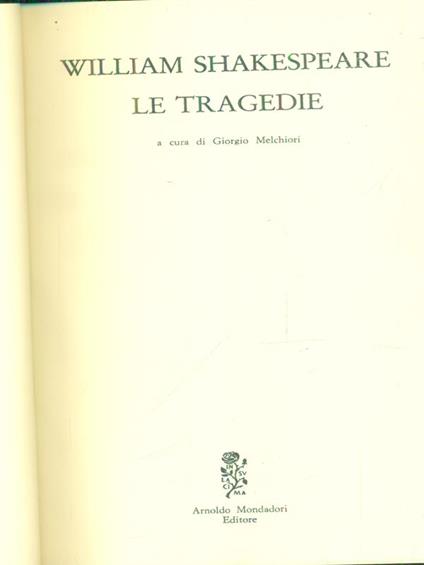 Le tragedie - William Shakespeare - copertina