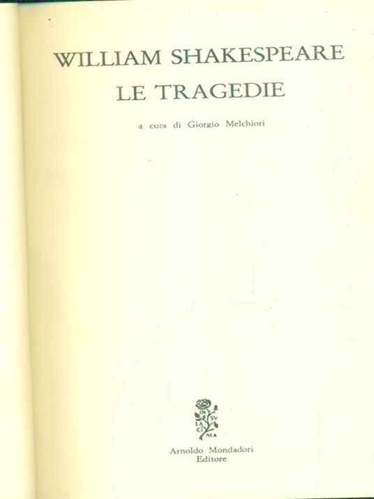 Le tragedie - William Shakespeare - copertina