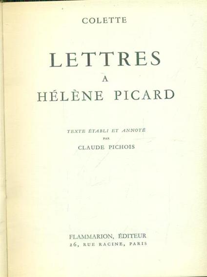 Lettres a Helene Picard - Colette - copertina
