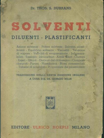 Solventi diluenti plastificanti - copertina