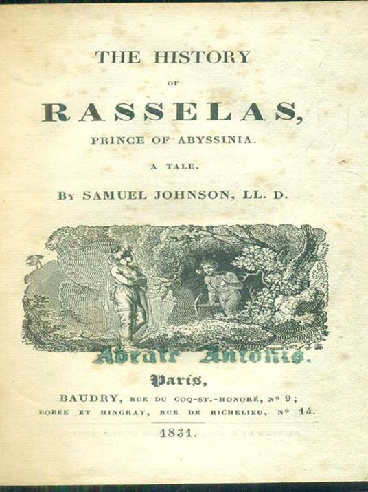 The history of Rasselas - Samuel Johnson - copertina