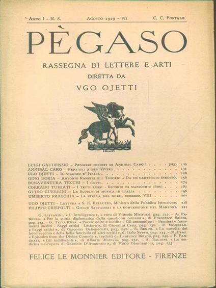 Pegaso n. 8/agosto 1929 - copertina