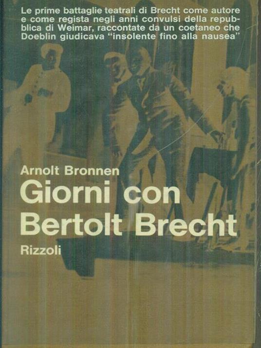 Giorni con Bertold Brecht - Arnolt Bronnen - copertina
