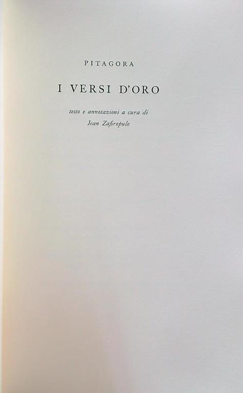 I versi d'oro - Pitagora - copertina