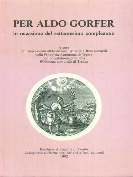 Per Aldo Gorfer - copertina