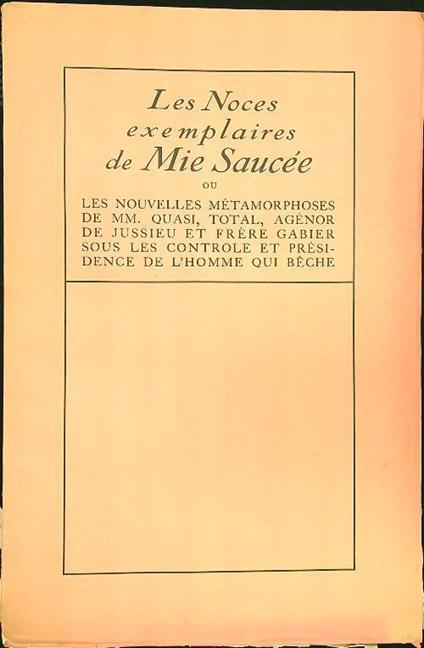 Les Noces exemplaires de Mie Saucee - André Salmon - copertina