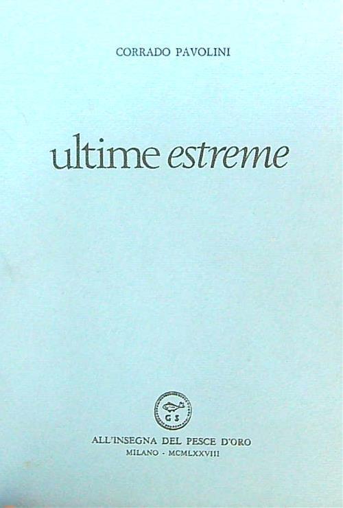 Ultime estreme - Corrado Pavolini - copertina
