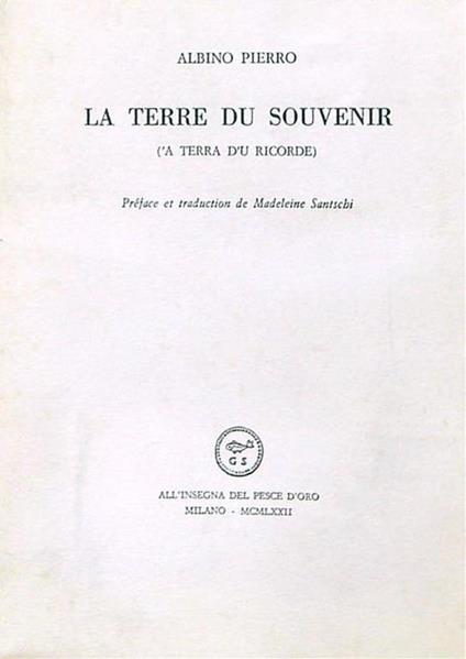 La Terre su souvenir - Albino Pierro - copertina