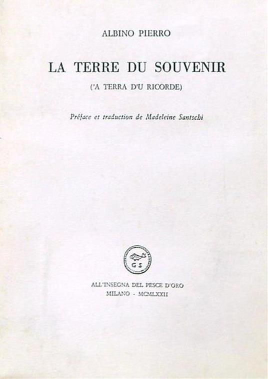 La Terre su souvenir - Albino Pierro - copertina