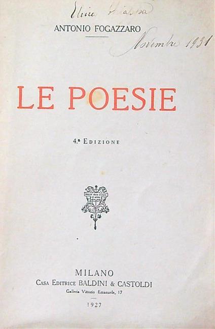 Le poesie - Antonio Fogazzaro - copertina