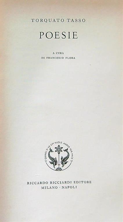 Torquato Tasso Poesie - Francesco Flora - copertina