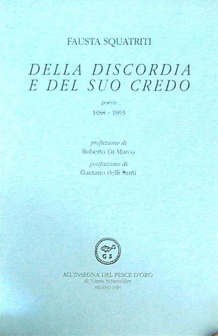 Della discordia e del suo credo - Fausta Squatriti - copertina