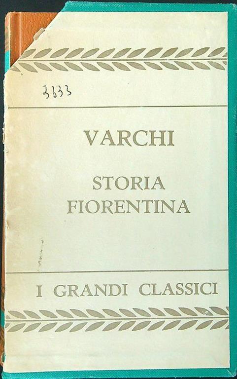 Storia fiorentina 2 vv - Benedetto Varchi - copertina