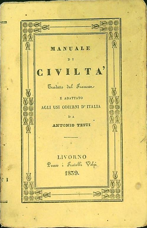 Manuale di civiltà - Antonio Testi - copertina