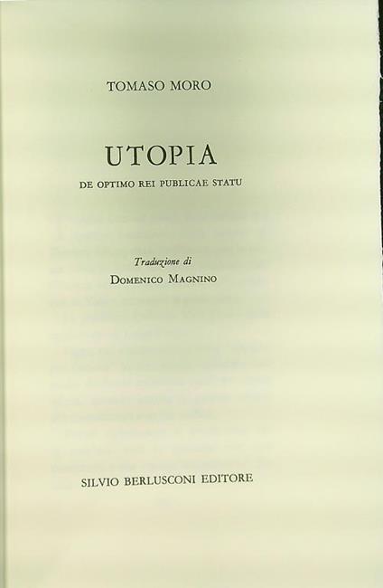 Utopia - Tommaso Moro - copertina