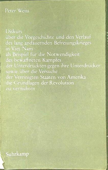 Viet Nam Diskurs - Peter Weiss - copertina