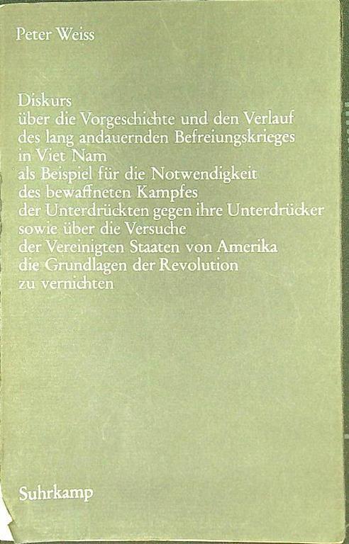 Viet Nam Diskurs - Peter Weiss - copertina