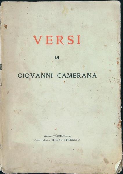 Versi di Giovanni Camerana - copertina