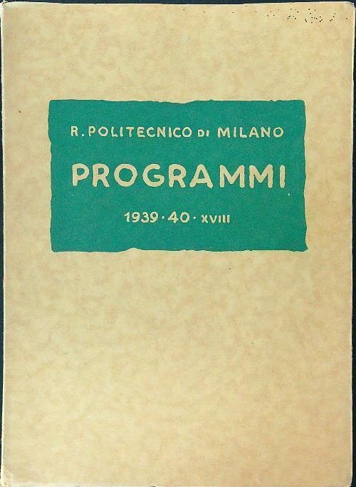 Programmi 1939 40 - XVIII - copertina
