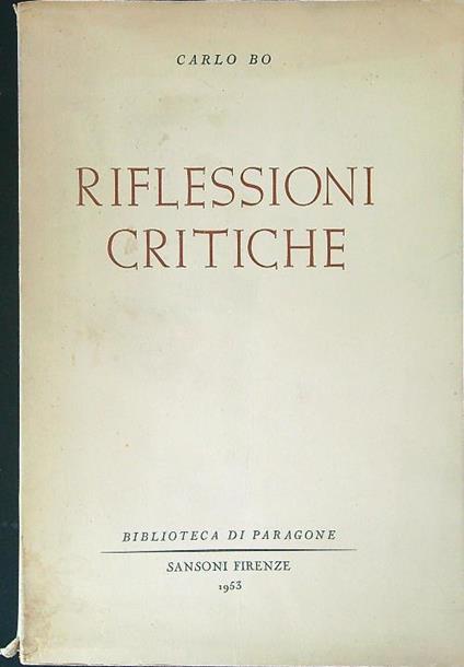 Riflessioni critiche - Carlo Bo - copertina