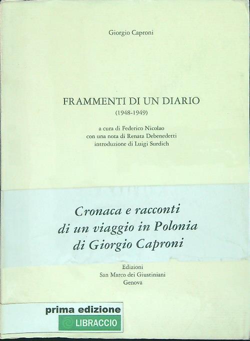 Frammenti di un diario - Giorgio Caproni - copertina