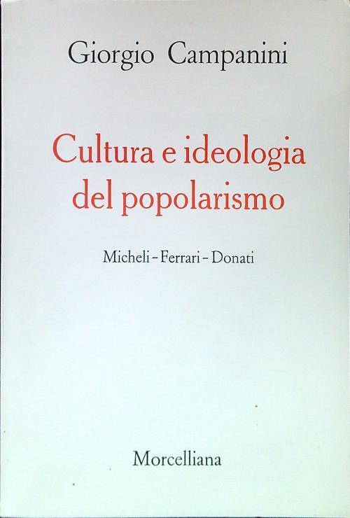 Cultura e ideologia del popolarismo - Giorgio Campanini - copertina