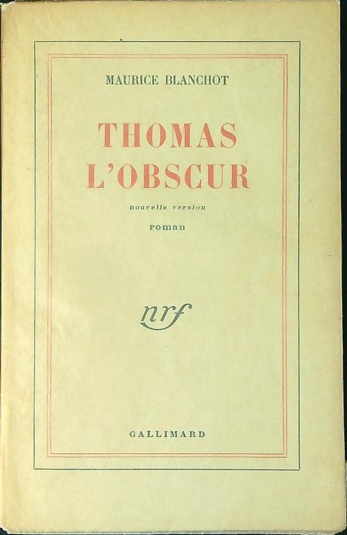 Thomas l'obscur - Maurice Blanchot - copertina