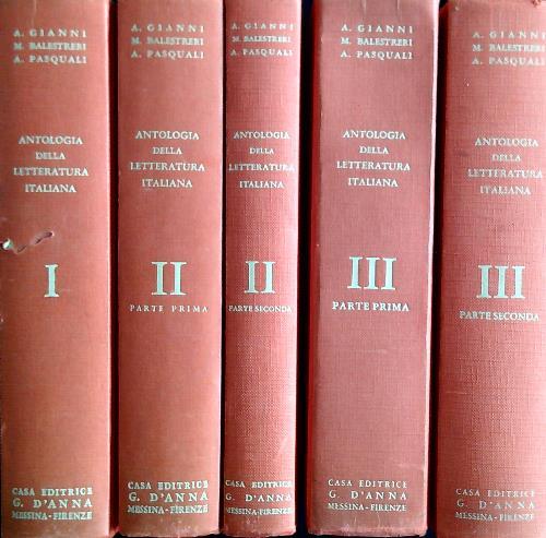 Antologia della Letteratura Italiana. 5 Volumi - copertina