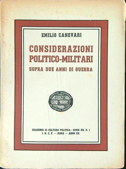 Considerazioni politico-militari - Emilio Canevari - copertina
