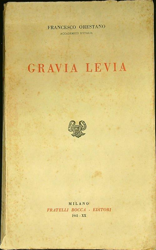 Gravia Levia - Francesco Orestano - copertina