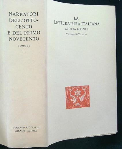 Narratori dell'Ottocento e del primo Novecento TOMO IV - Aldo Borlenghi - copertina