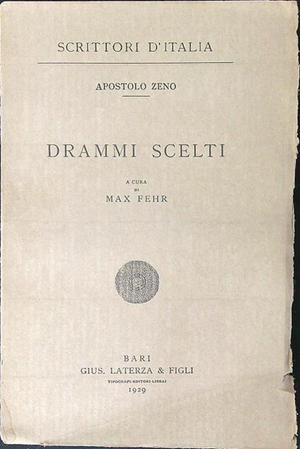 Drammi scelti - copertina