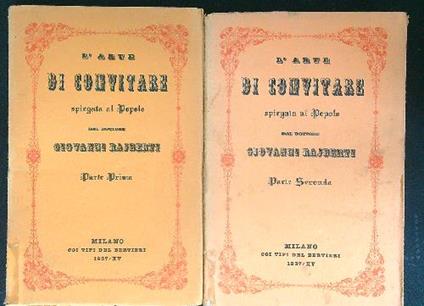 L' arte di convitare 2 vv - Giovanni Rajberti - copertina