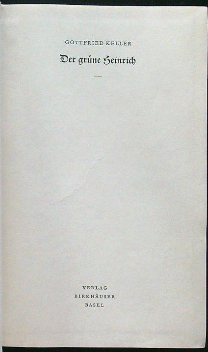 Der grune heinrich III-IV - copertina