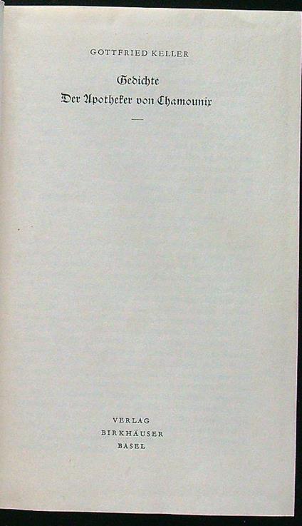 Gedichte - Gottfried Keller - copertina