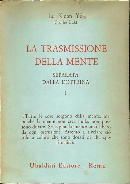 La trasmissione della mente - Lu K'uan yû - copertina