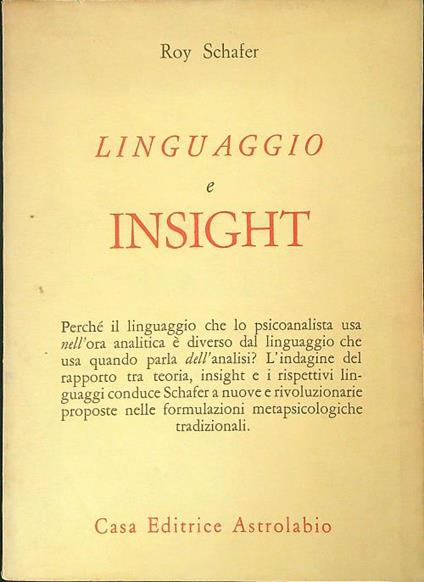 Linguaggio e insight - Roy Schafer - copertina