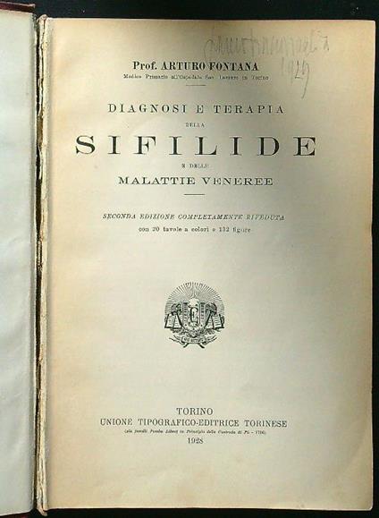 Diagnosi e terapia della sifilide - Arturo Fontana - copertina