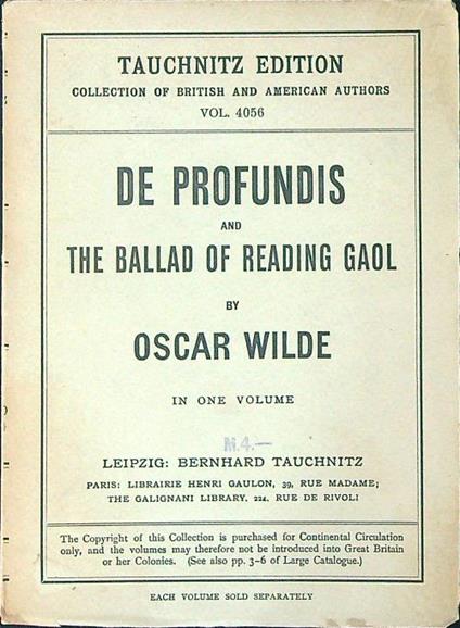 De profundis and the ballad of reading gaol - Oscar Wilde - copertina