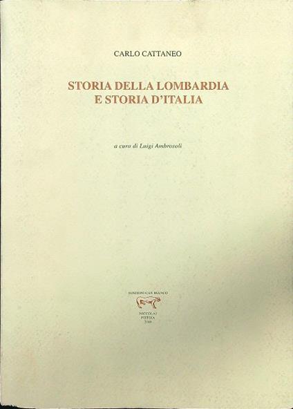 Storia della Lombardia e storia d'Italia - Carlo Cattaneo - copertina
