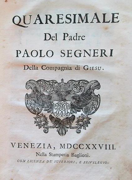 Quaresimale del padre Paolo Segneri - copertina