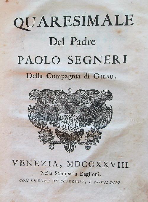 Quaresimale del padre Paolo Segneri - copertina