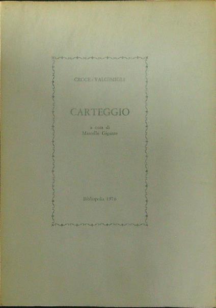 Carteggio - Benedetto Croce - copertina