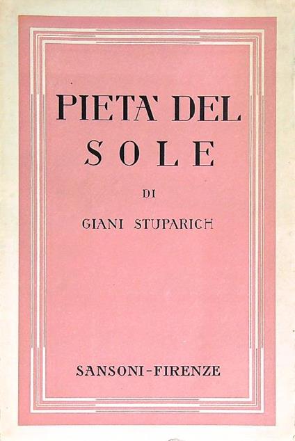 Pietà del sole - Giani Stuparich - copertina