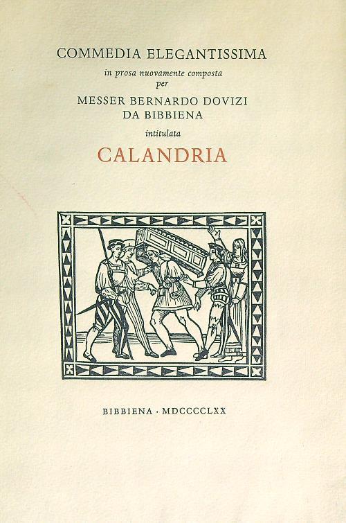 Calandria - Bernardo Dovizi da Bibbiena - copertina