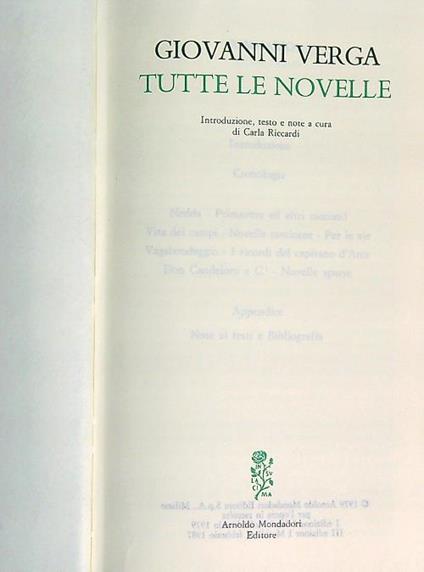 Tutte le novelle - Giovanni Verga - copertina