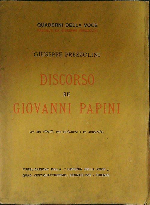 Discorso su Giovanni Papini - Giuseppe Prezzolini - copertina